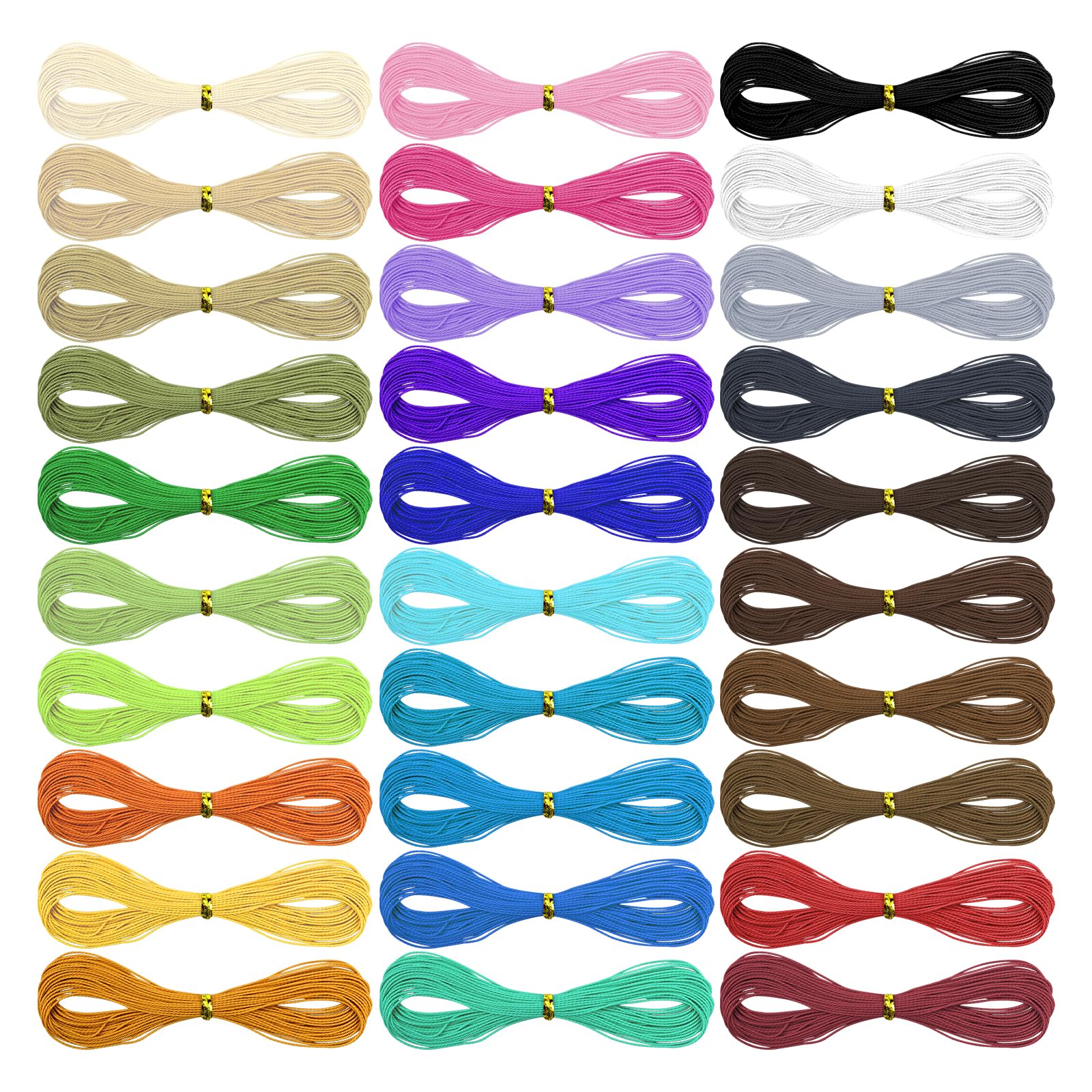 Rapidbok 30 Colores Hilo Encerado, 1 mm x10m Cordón de Algodón Encerado, Hilo de Macramé, Cordón de Cera Poliester para Fabricación Pulseras Collares Joyas