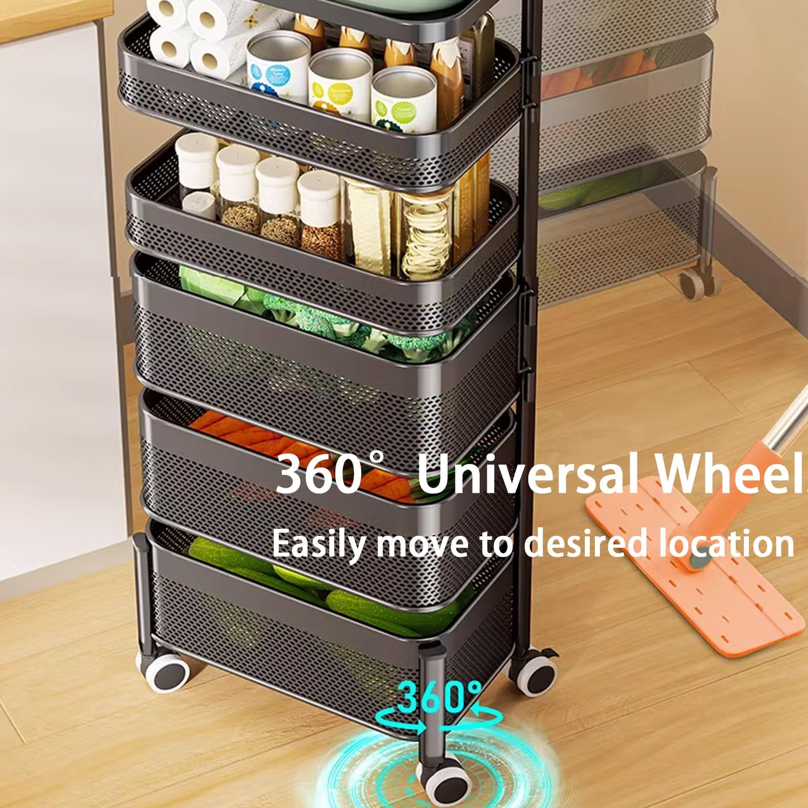 Carrito Baño con Ruedas, Carrito Almacenaje, Carro Auxiliar Cocina, Carro Pequeño con Dispositivo Magnético y Ruedas Universales, Adecuado for Cocinas, Salas de Estar y Dormitorios