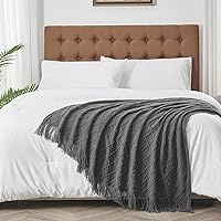 Vista 213 de inhand Knitted Throw Blankets for Couch and Bed, Soft Cozy Knit Blanket with Tassel, Black Lightweight Decorative Blankets and Throws, Farmhouse