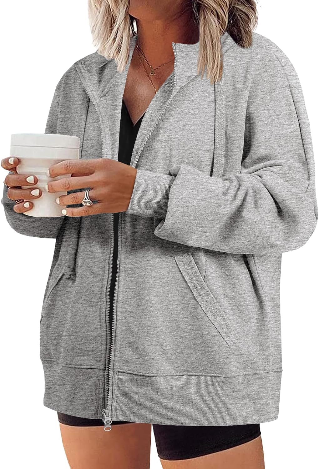 Eytino Women Plus Size Sweatshirts Long Sleeve Zip Up Oversized Casual Hoodies Jackets 2026 Fashion Fall Outfits(1X-5X)