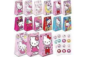 GRUSEMI 24Pcs Pink Cat Birthday Party Supplies, Decoration for hello kitty for kids party