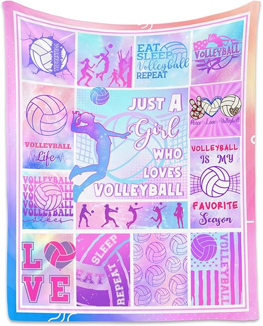 Volleyball Blanket - 30x40 Inches Sports Throw Blanket for Kids - Pink Soft Fuzzy Blankets for Couch & Office
