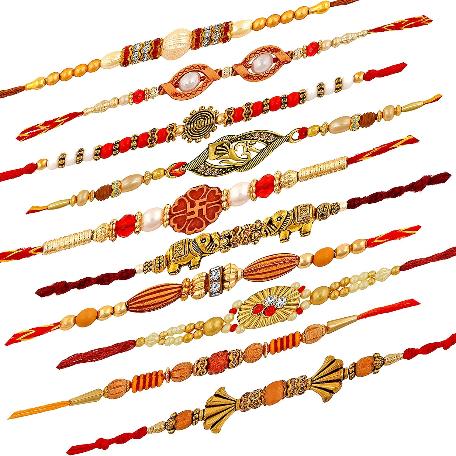 Okos Mens Gold Platted Alloy Pack Of 10 Multicolour Rakhshabandhan Rakhi (Bracelet) Combo Set- Rakhi For Brother, Bhaiya, Bhai Co1000338A (B0B3Y289YB) Amazon Price History, Amazon Price Tracker