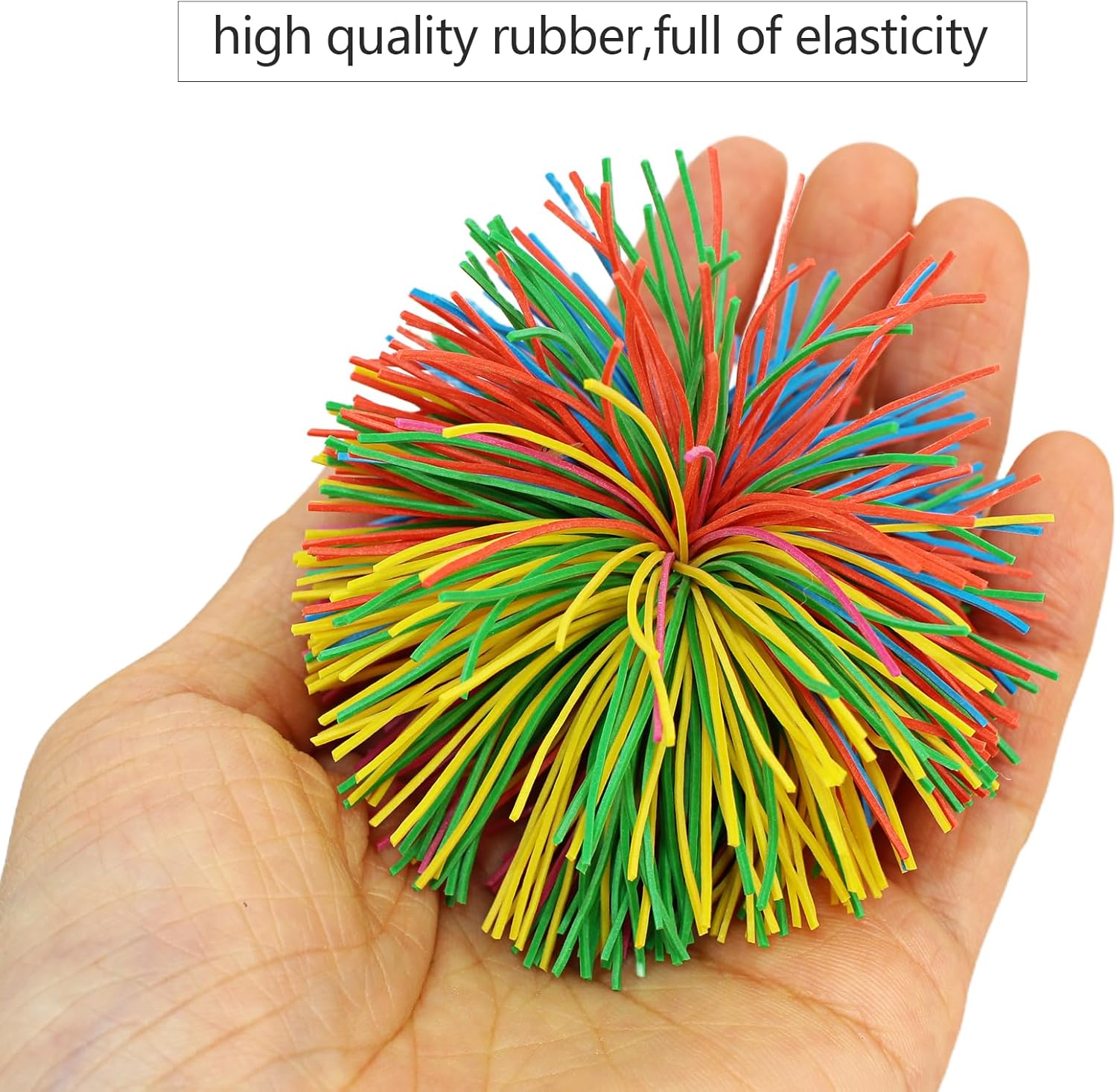 20 Pieces Stringy Balls,Sensory Fidget Stress Ball,Soft Silicone Rainbow Pom Bouncy Balls for Anxiety Relief,Birthday Gifts,Party Favors Stocking Stuffers,Christmas Prizes (2.5 Inch)