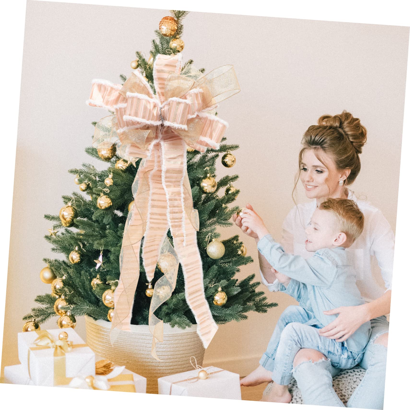 Cabilock 3piezas Adorno De Navidad Lazo para Árbol Cinta Decorativa para Decoración De Fiestas Ventanas y