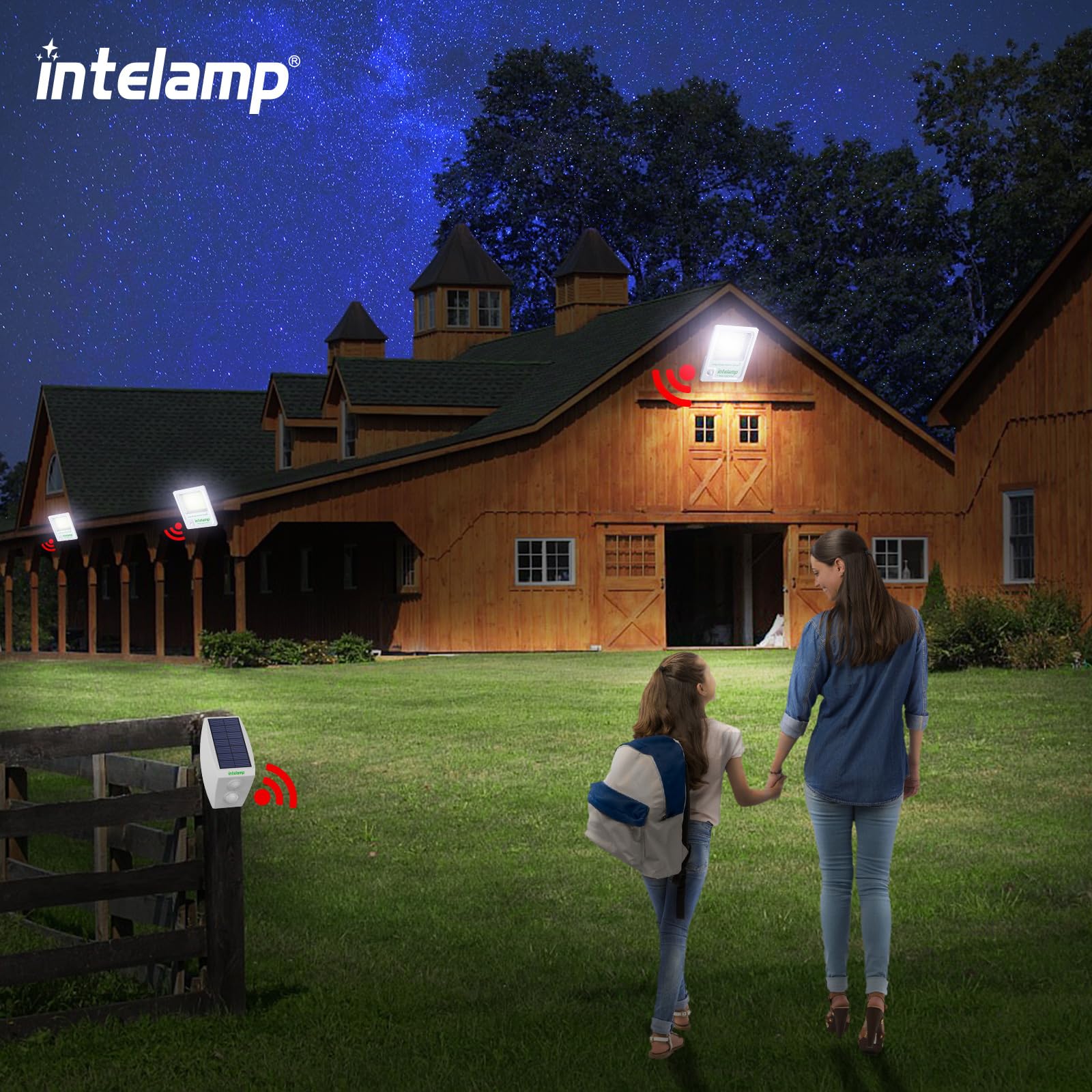 INTELAMP Solarlampen für außen mit Bewegungsmelder,12000mAh 3000LM | Solar Strahler Außen,Superhelles 170 LED solarleuchten für außen mit Fernbedienung Solarlampe für Außenbereich mit 5m Kabel