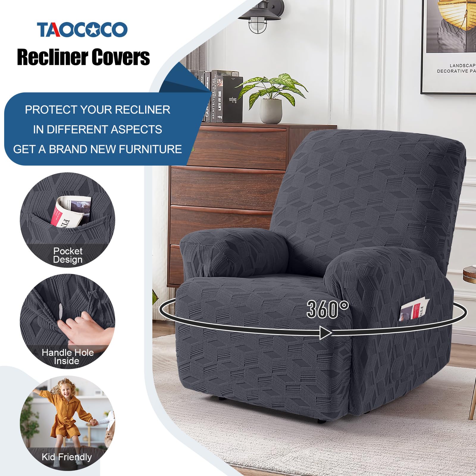 Housse De Chaise Inclinable TAOCOCO - 100% étanche, Surdimensionnée, Couleur Chocolat
