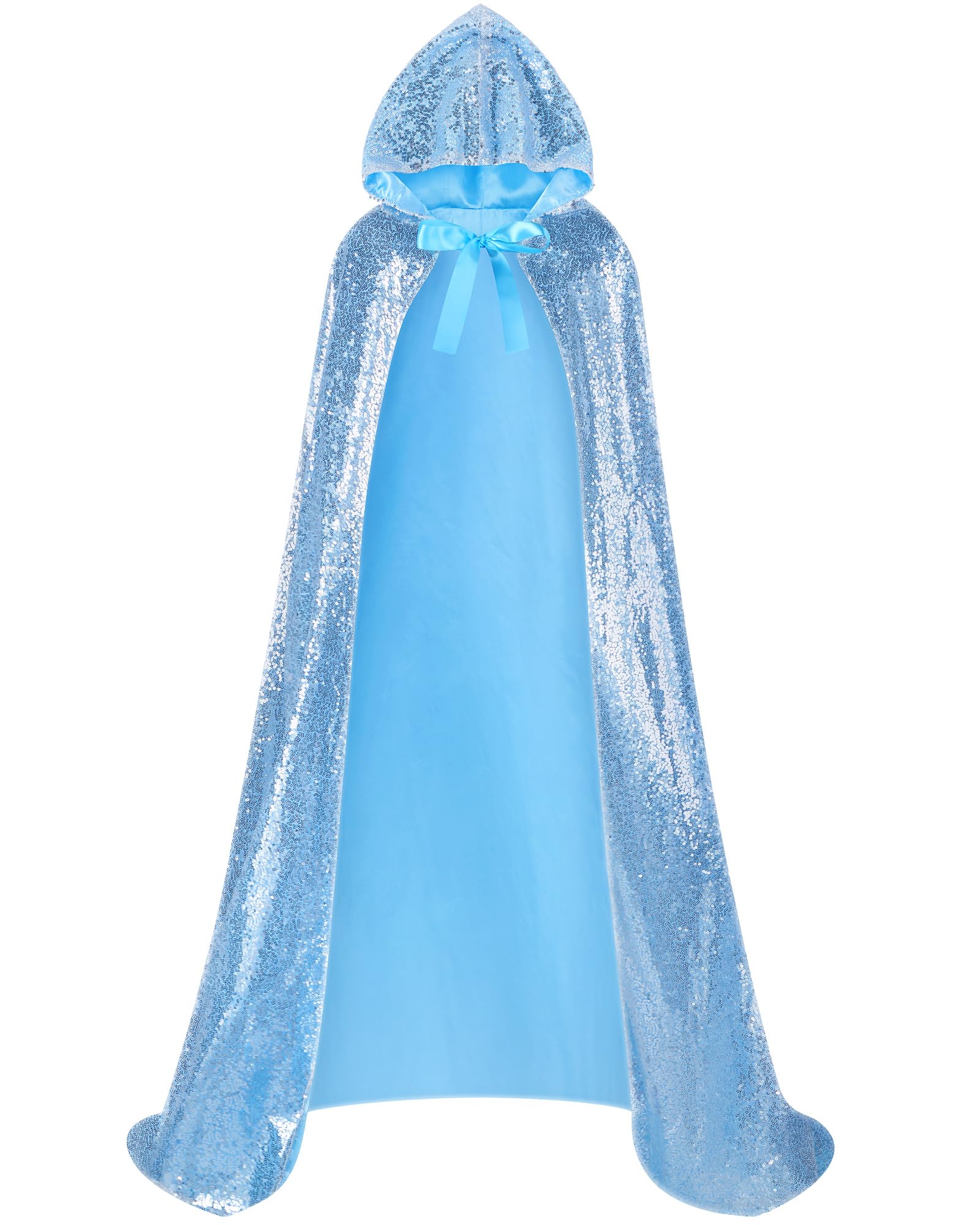 Suhine Mardi Gras Costume Sequins Princess Hooded Cape Costume Shiny Fairy Mermaid Cloaks Cosplay Party God Woman