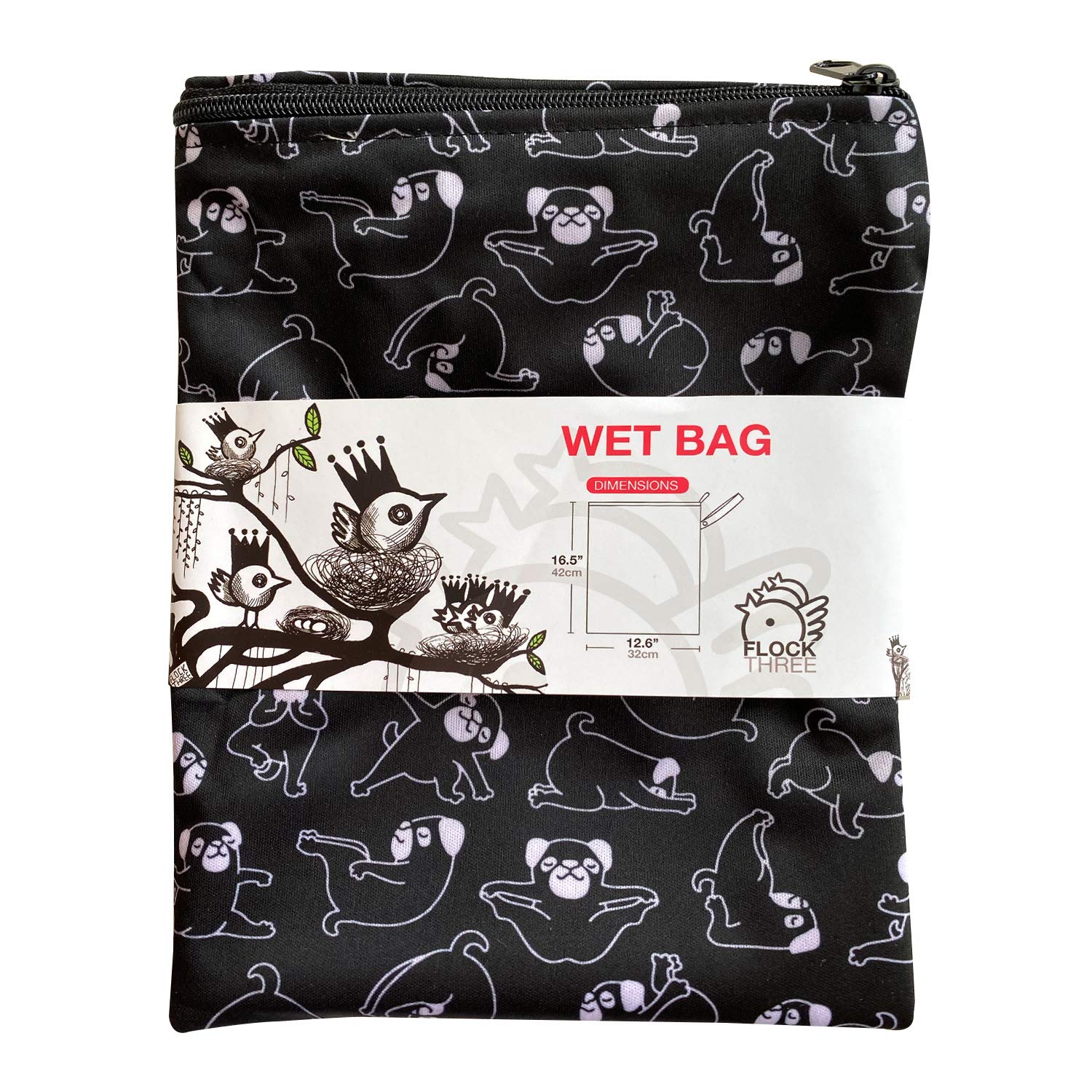 Bolsa de pañales lavable y reutilizable, resistente al agua, bolsa de natación, bolsa de yoga, gimnasio, 12.6 x 16.5 pulgadas, Perros de yoga negros, 16.5x12.6 Inch (Pack of 1), Bolsa