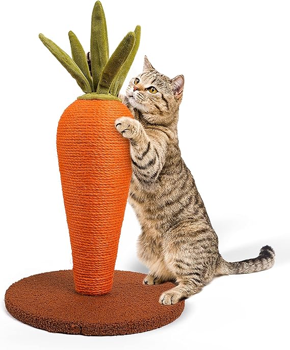 YOUMI Cat Scratching Post for Indoor Cats, 21” Natural Sisal Carrot Cat