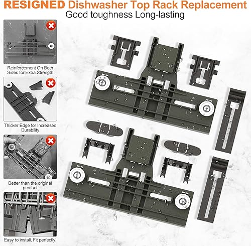 Miniatura 3 de Piezas de ajustador de estante superior para lavavajillas W10350375 para Whirlpool Piezas de lavavajillas W10712395, WDT730PAHZ0, WDT970SAHZ0,