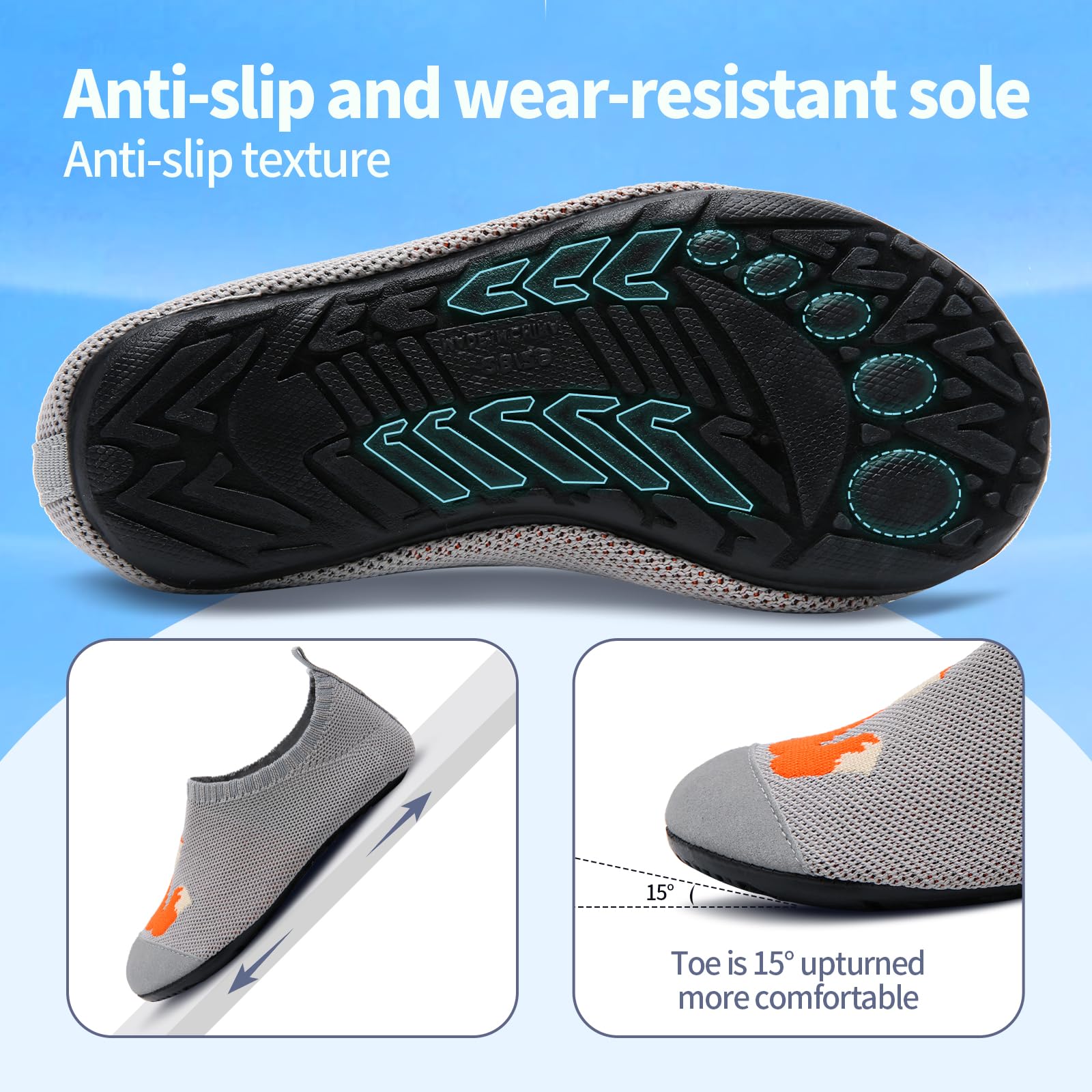 WateLves Pantofole per Bambini Unisex Scarpe a Magli Antiscivolo Ciabatte da Casa per danno la sensazione di camminare a piedi nudi Antiscivolo & Leggero