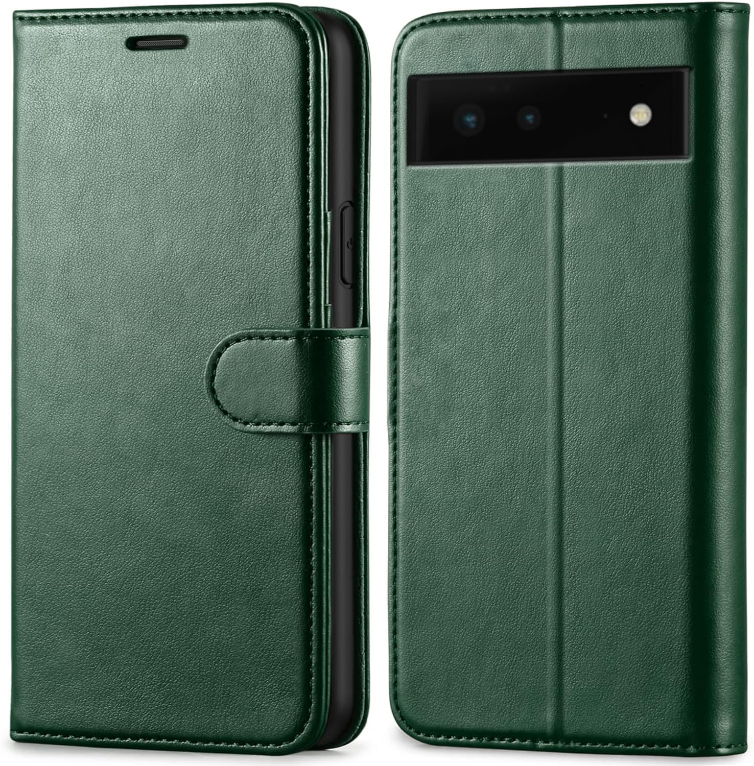 ClickCase Vintage Series for Google Pixel 6 5G Leather Wallet Flip Case Kick Stand Magnetic Closure Flip Cover for Google Pixel 6 5G (Green)