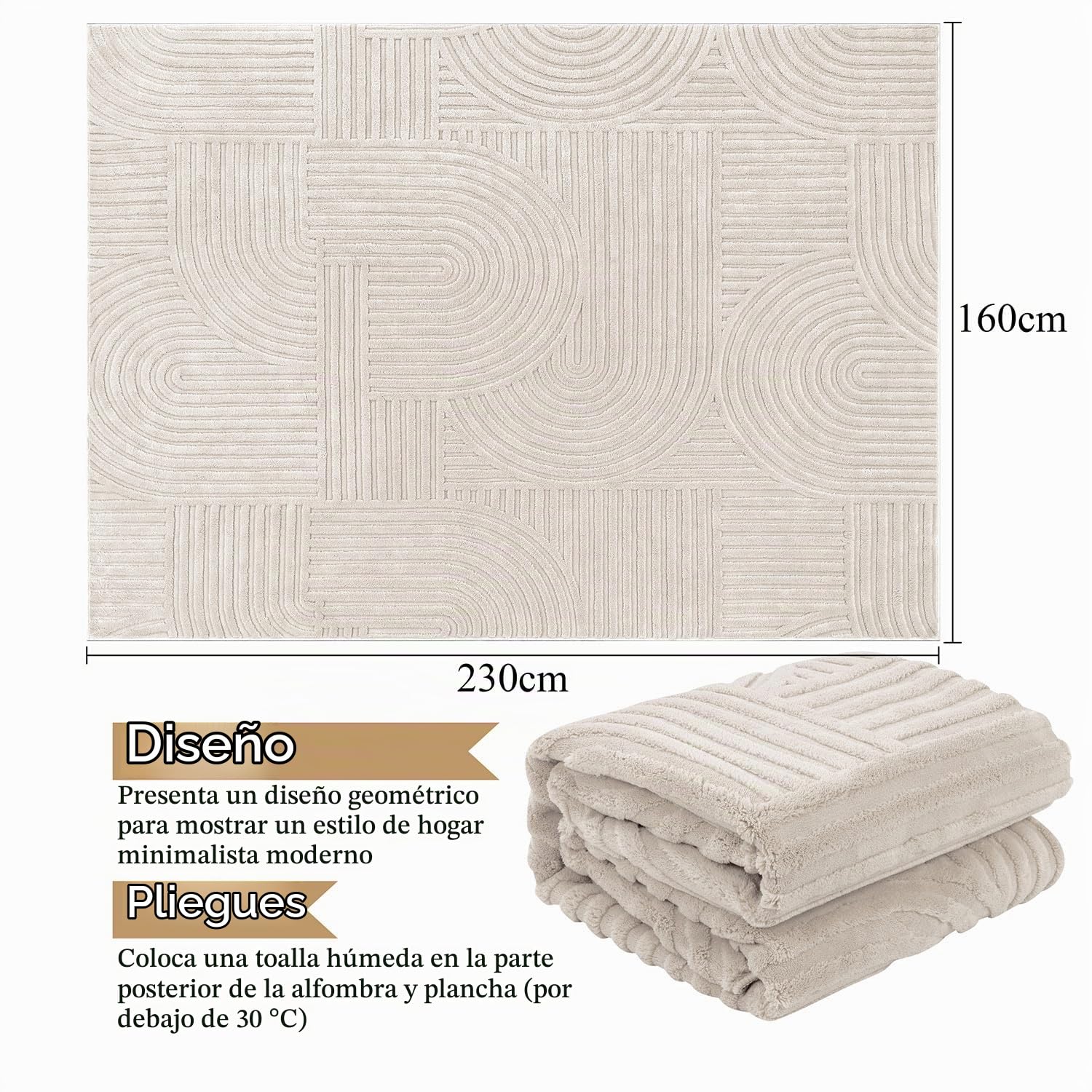 SHACOS Alfombra Salón Moderna Beige 160x230cm Alfombra Decorativa Habitación Motivo Geométrico Suave Antideslizante Interior para Sala de Estar, Dormitorio, Comedor