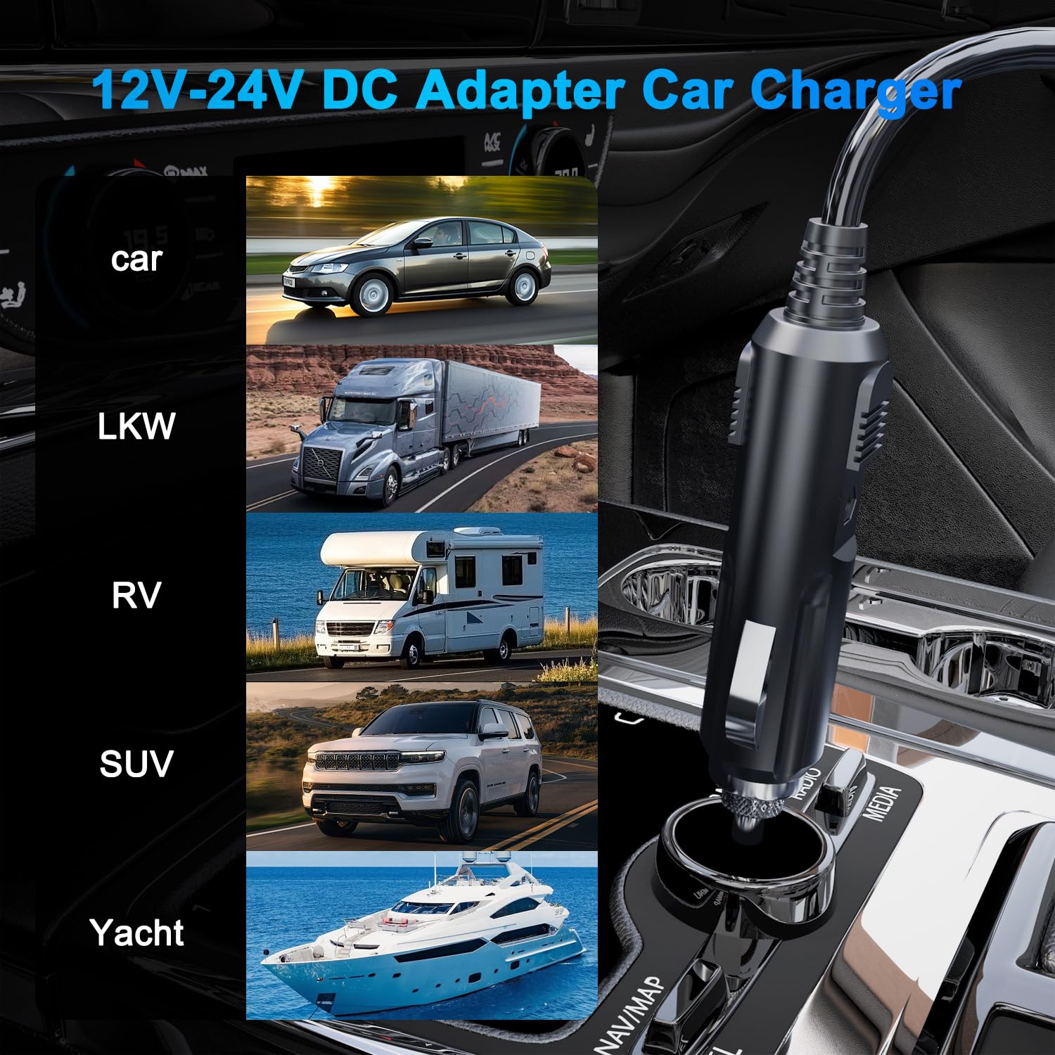 100 W ładowarka samochodowa USB C, 12-24 V ładowarka samochodowa DC zasilacz kabel ładowania do Lenovo HP Dell Acer Asus Chromebook Samsung MacBook Car Charger adapter