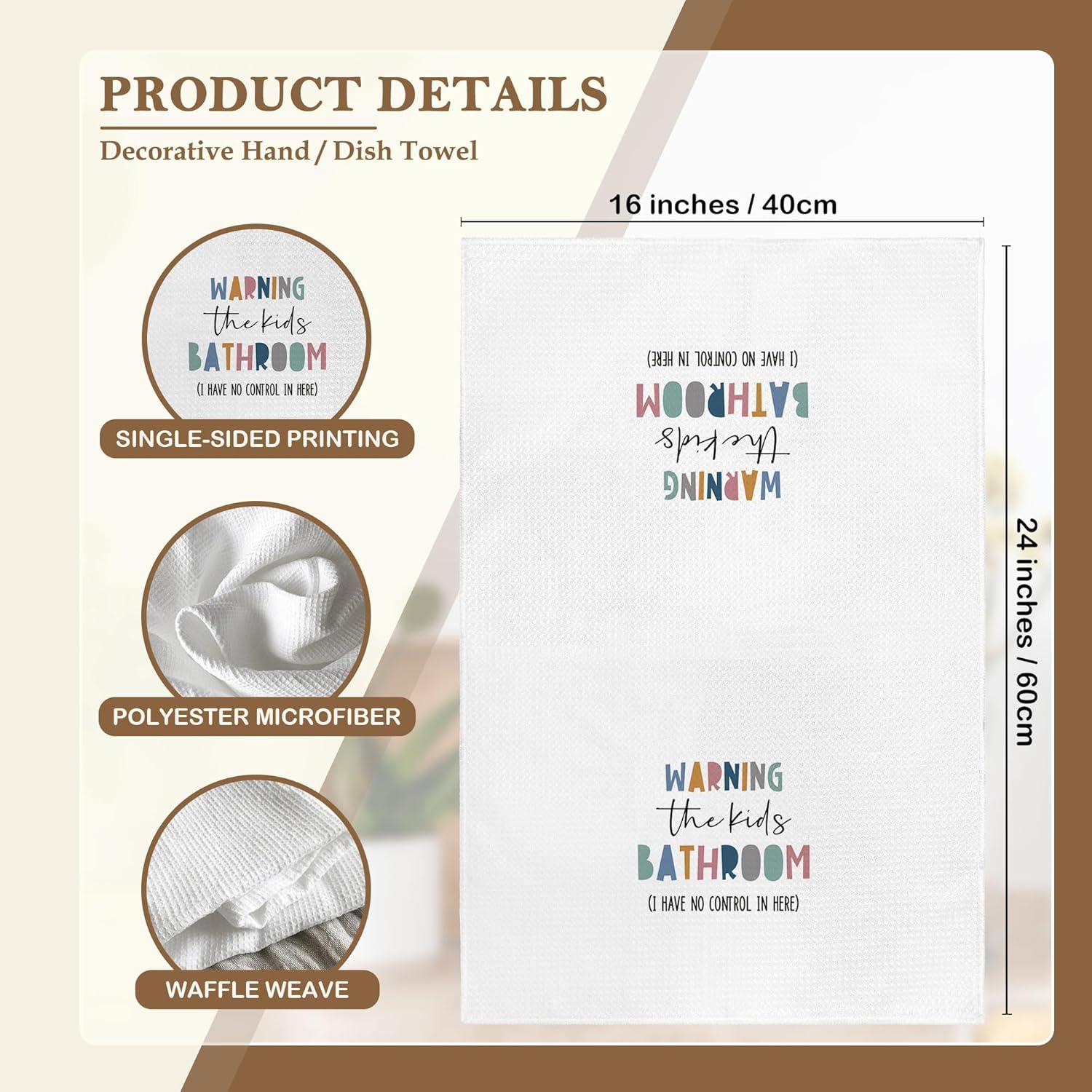 Kids Nursery Bathroom Decor Hand Towels 16x24 Set of 2, Wash Hands Brush Teeth Decorative Towels Gifts for Kids Baby Toddlers, Boho Flush Toilet Bathroom Kitchen Hand Towel Decor - Image 7