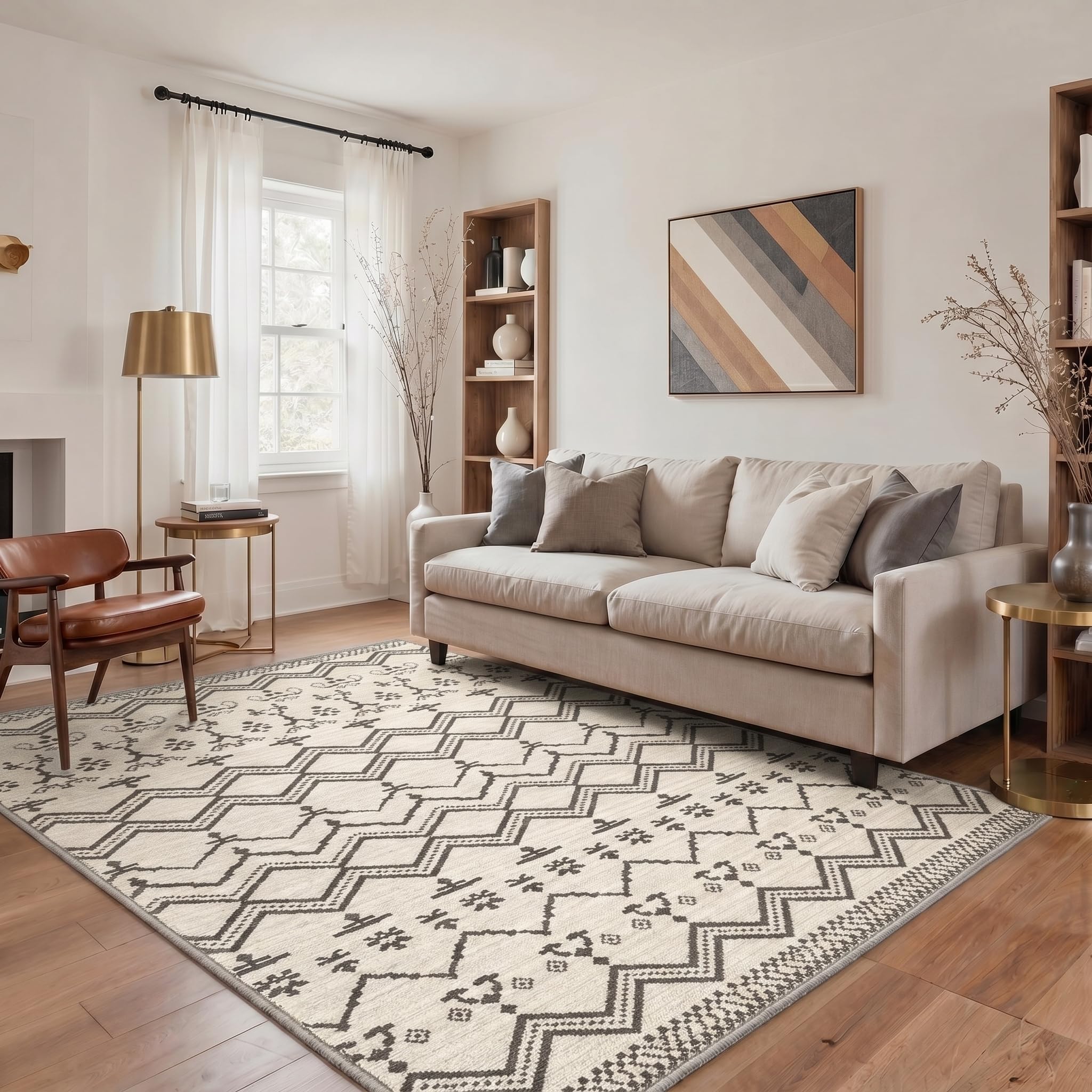 BEIMO Waschbarer Teppich Floral 160x230 cm Schlafzimmer