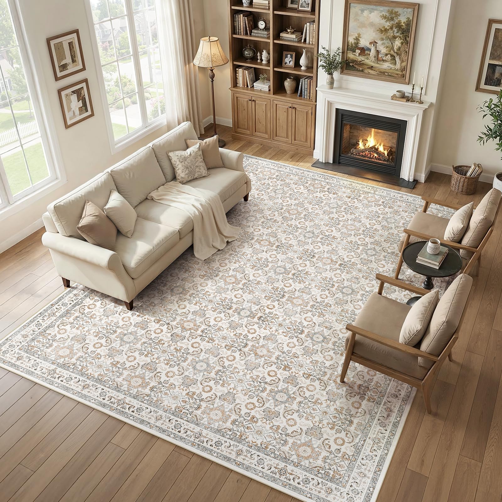 WITSHOCK 10x12 Vintage Washable Rug
