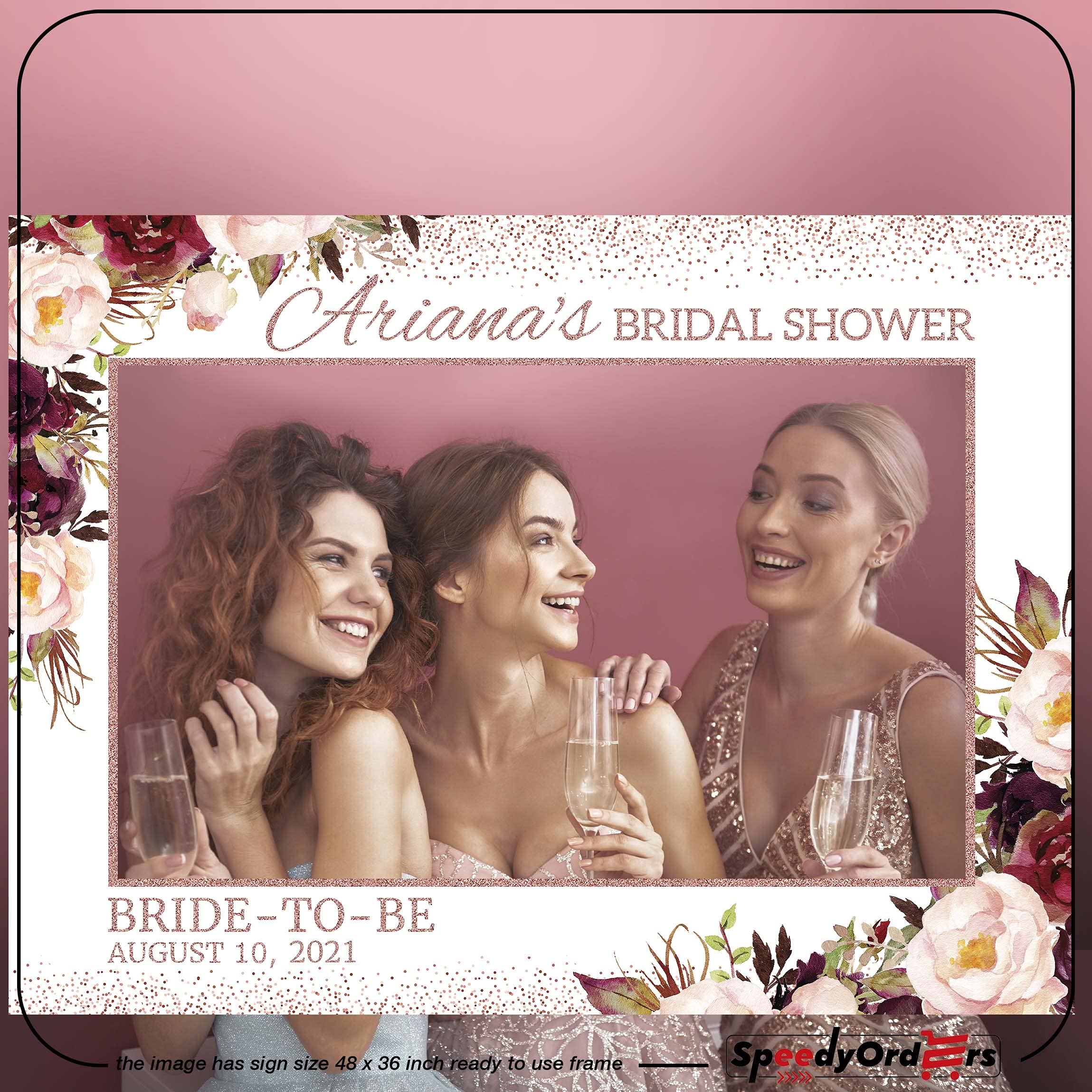 Rose Gold Bridal Shower Photo Booth Frame Custom Bridal Shower Frame