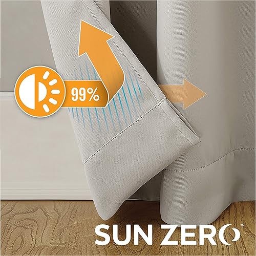 Miniatura 4 de Sun Zero Soho - Juego de 2 paneles de cortinas opacas de eficiencia energética con ojales, 54 x 63 pulgadas, color perla
