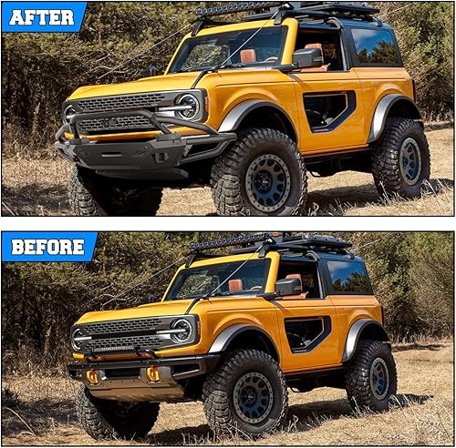 Miniatura 5 de ROXX Parachoques delantero para Ford BRONCO 2021 2022 2023 (no para Bronco Sport), parachoques delantero todoterreno resistente con alas laterales,