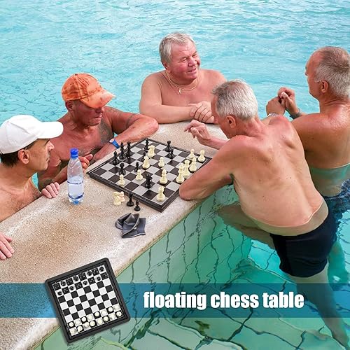 Miniatura 5 de Liliful Tablero flotante de múltiples juegos, reversible, plegable, tablero de ajedrez Tic Tac Toe portátil, juego de ajedrez y damas de backgammon