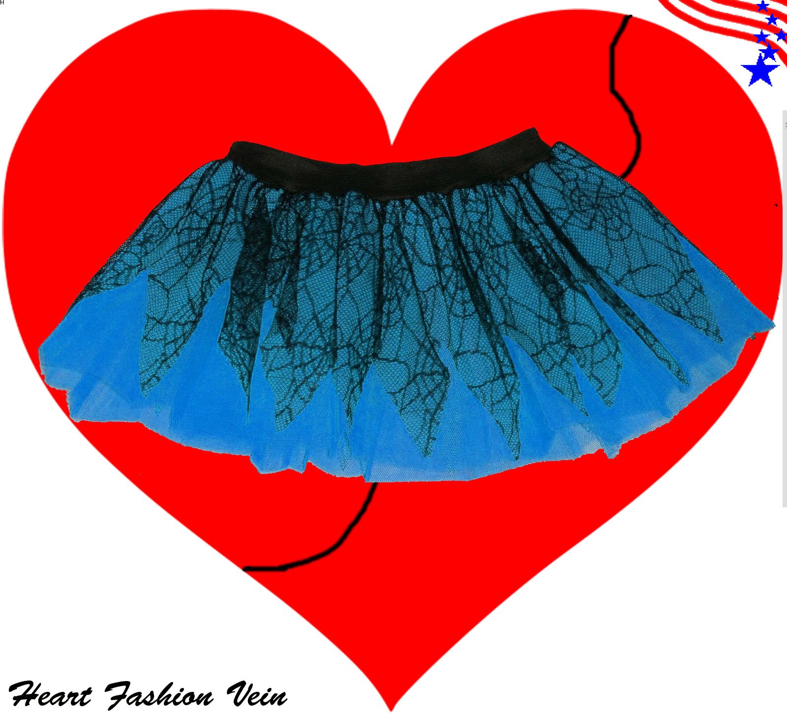 Blue Black Spider Web Lace Tutu Skirt Halloween Fancy Costumes