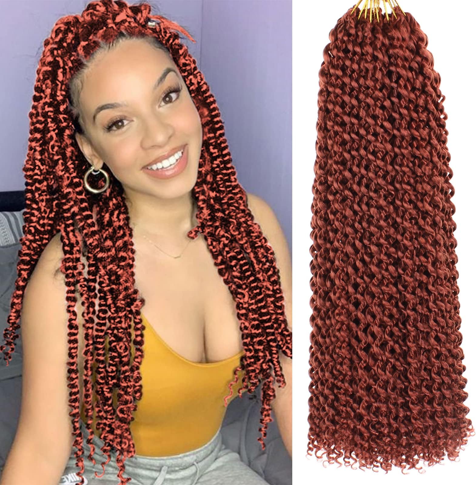 18 Inch Water Wave Passion Twist Crochet Braids Hair - 7 Pcs Long Bohemian Braids - 350#