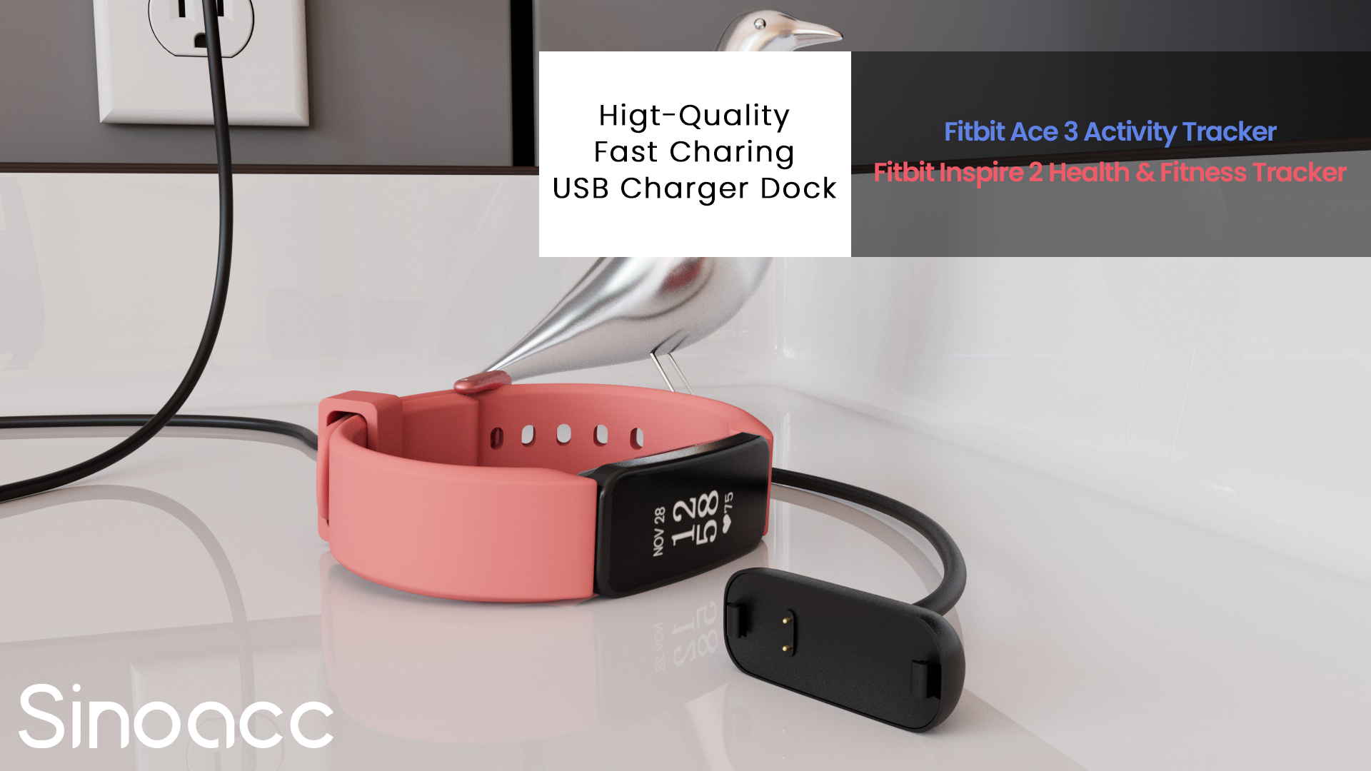 Amazon.com: Sinoacc 3.3Ft Charger for Fitbit Inspire 2 Ace 3 