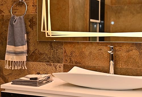 Miniatura 3 de Juego de 2 toallas de mano turcas con lazo para colgar (18 x 38 pulgadas), prelavadas, toallas de mano decorativas multiusos para baño, manos,