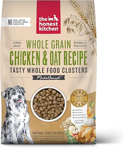 The Honest Kitchen Whole Food Clusters Alimento seco para perros de grano entero con pollo y avena, bolsa de 20 libras