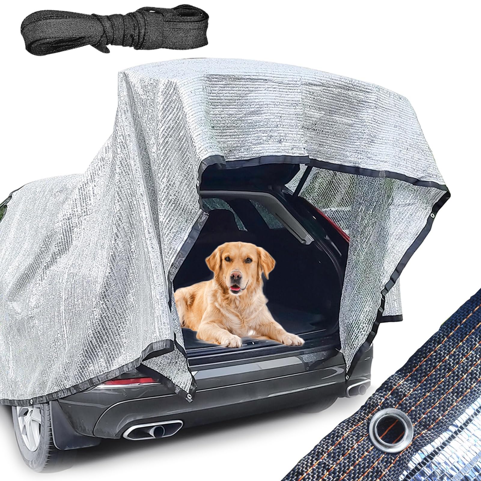 Aluminiowa tkanina zacieniająca, 90% ochrona przed promieniowaniem UV, odblaskowa siatka, ochrona przed ciepłem, do stodoły, roślin, samochodu, 3 x 4 m, z przelotkami, osłona na zewnątrz