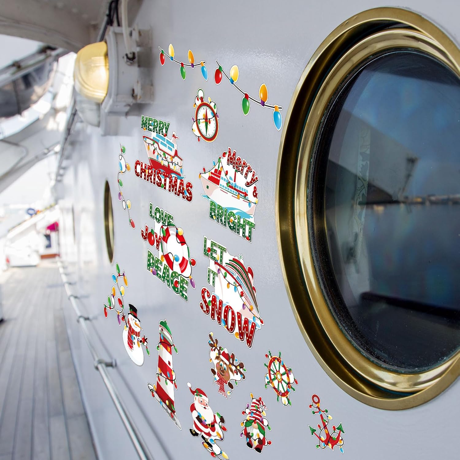 Capoda 16 Pcs Christmas Cruise Door Magnets Merry Christmas Magnets Decorations Winter Holidays Magnetic Stickers for Car Ship Xmas Holiday Refrigerator Metal Door Garage Car Decor(Light Bulb)