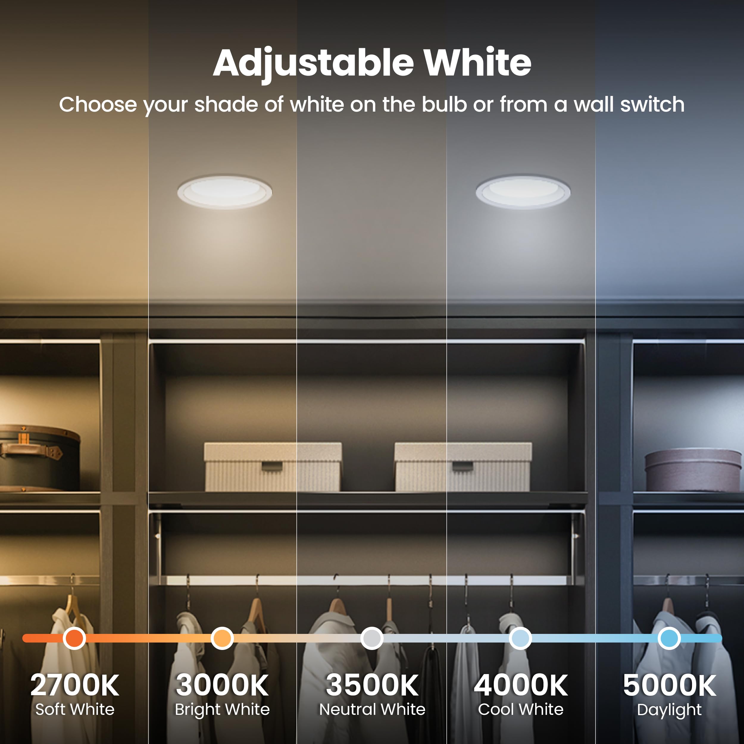 Feit Electric BR40150DM5CCTCA15K Ampoule LED BR40 équivalente à 150 W Intensité variable 5CCT Culot E26 90 CRI 2175 lumens Blanc réglable Durée de vie de 13,7 ans