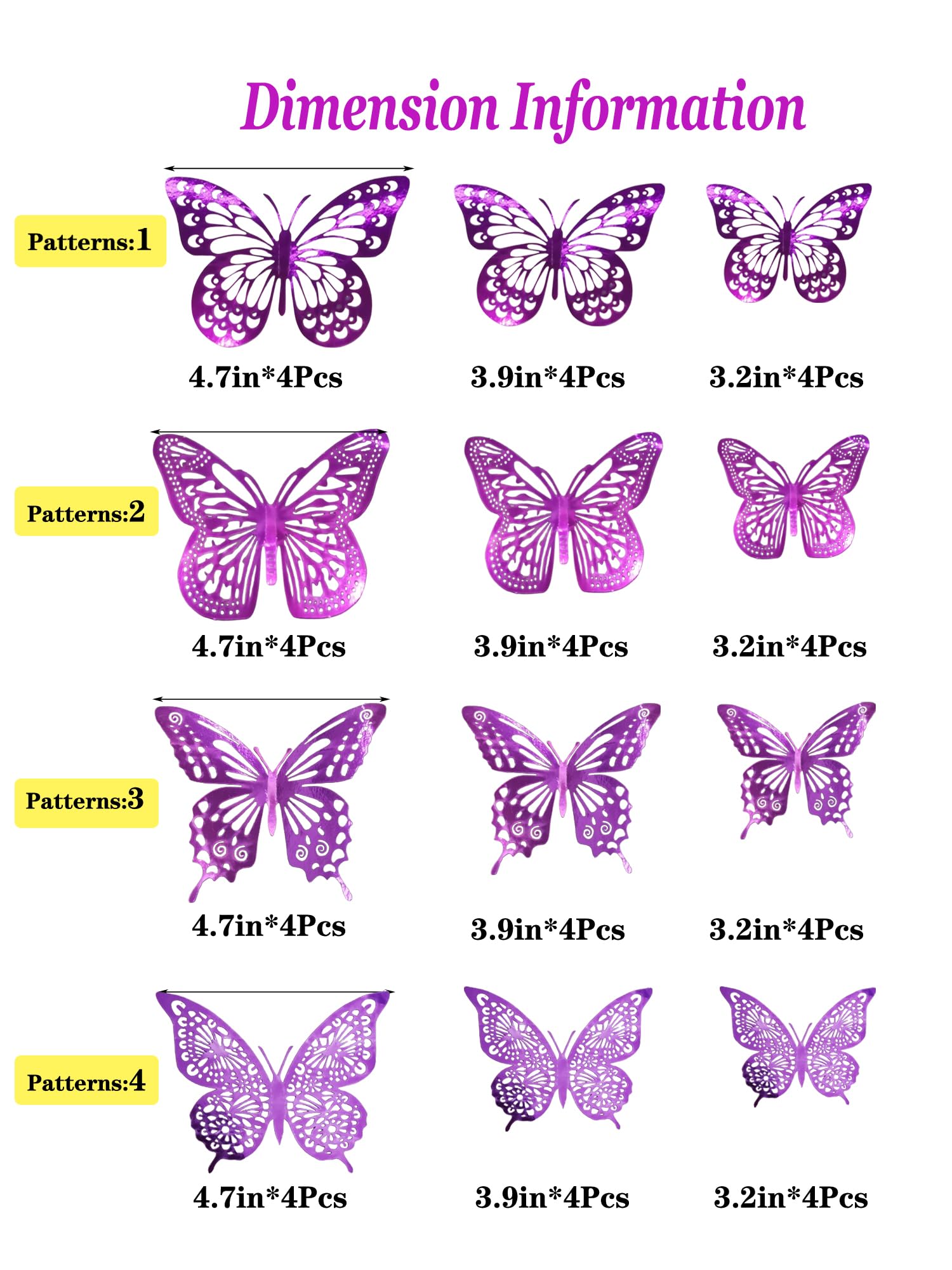 JOSDIOX 3D Butterfly Wall Decor Sticker -48 Pcs, 4 Jamaica