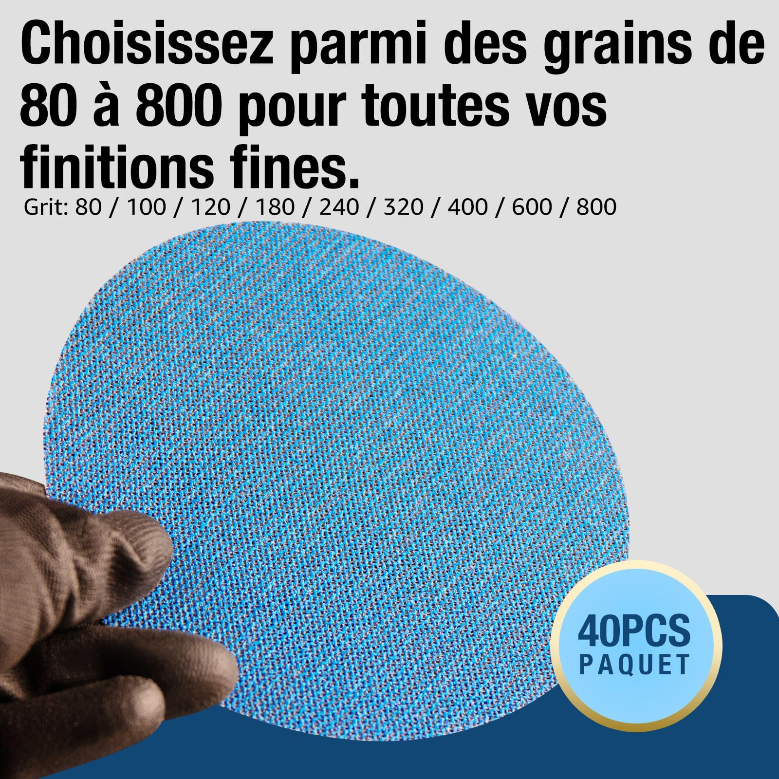 Disques Abrasifs 150mm Grain 80/120/180/240/320 Céramique Anti Poussière 40 Pièces