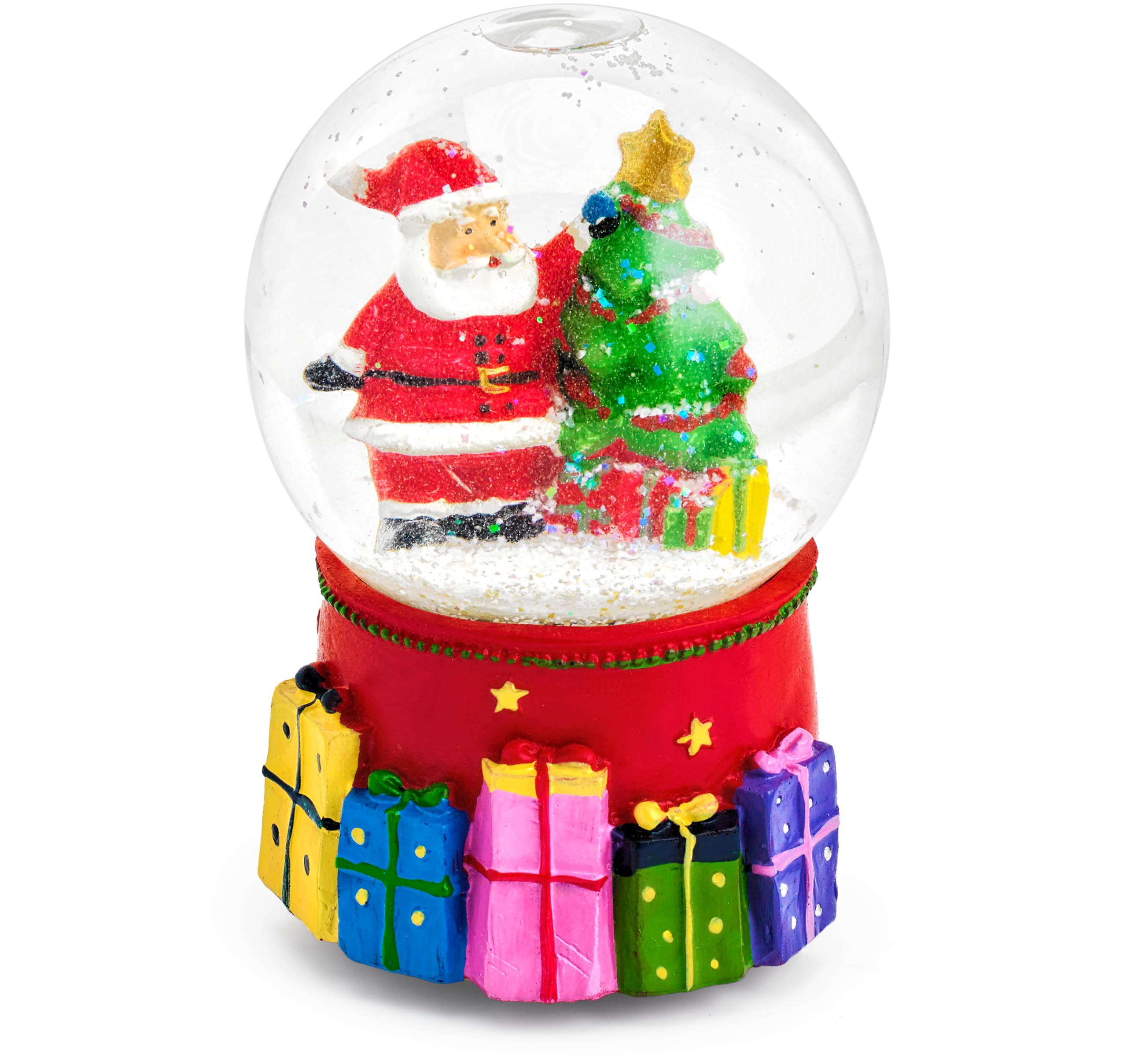 Mousehouse Gifts Multicolor - Musical Santa With Presents Snow Globe With Festive Tune, Glass Musical Globe For Family Joy