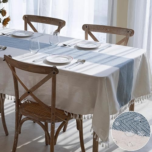 Miniatura 8 de Winknowl Mantel rústico, tela de lino de algodón sin arrugas, lavable, pequeño rectangular, decoración para cocina, comedor, fiesta para 4 a 6