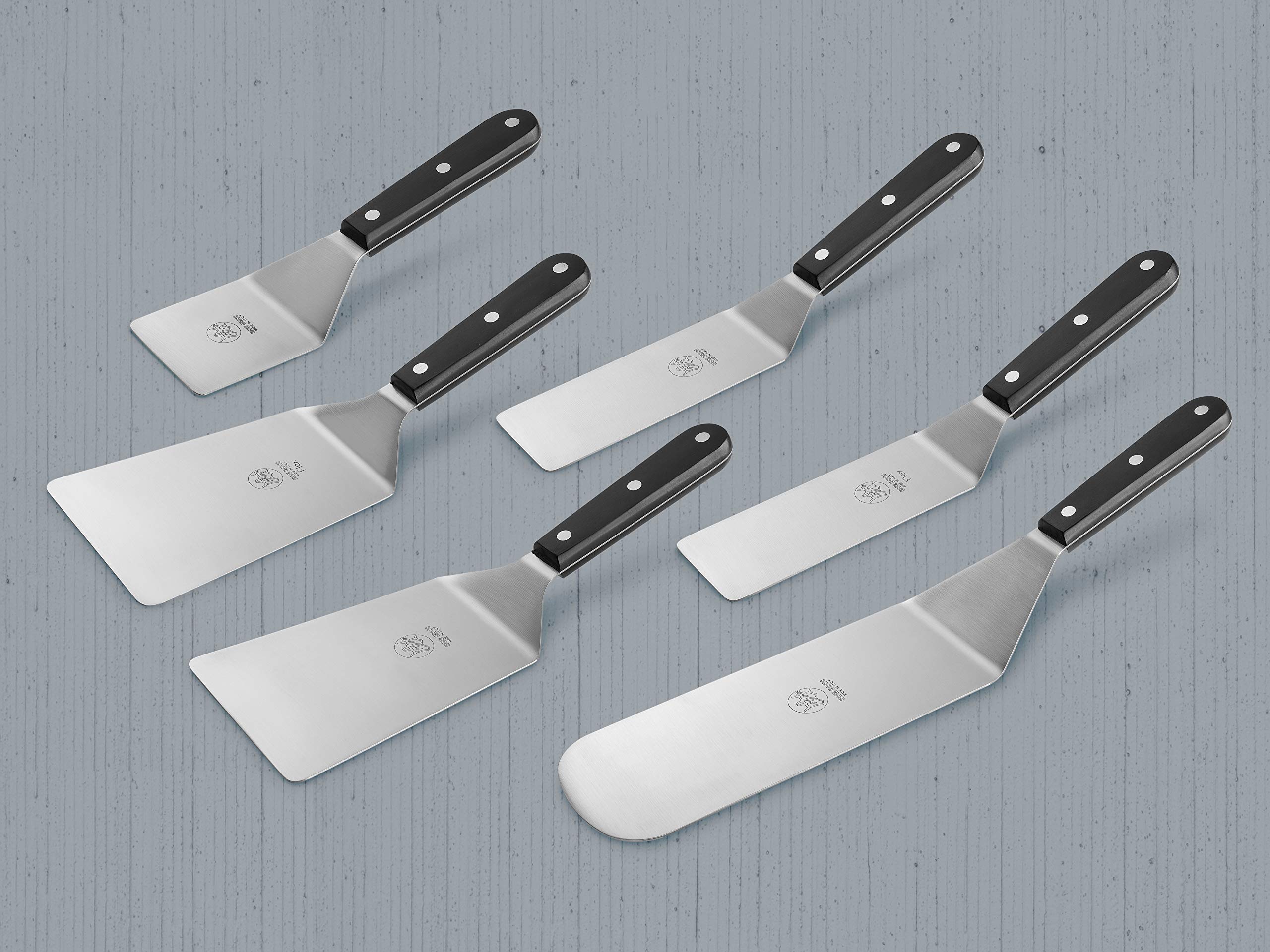 Due Buoi Set di 6 spatole DUE BUOI. Qualità professionale ristorante. Cucina barbecue grill piastra pasticceria antiaderente durevole ICQ Approvato