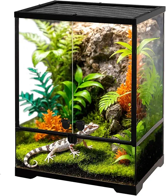 NEPTONION 32 Gallon 18x18x24 Reptile Terrarium with Aluminum Frame & Dual Doors