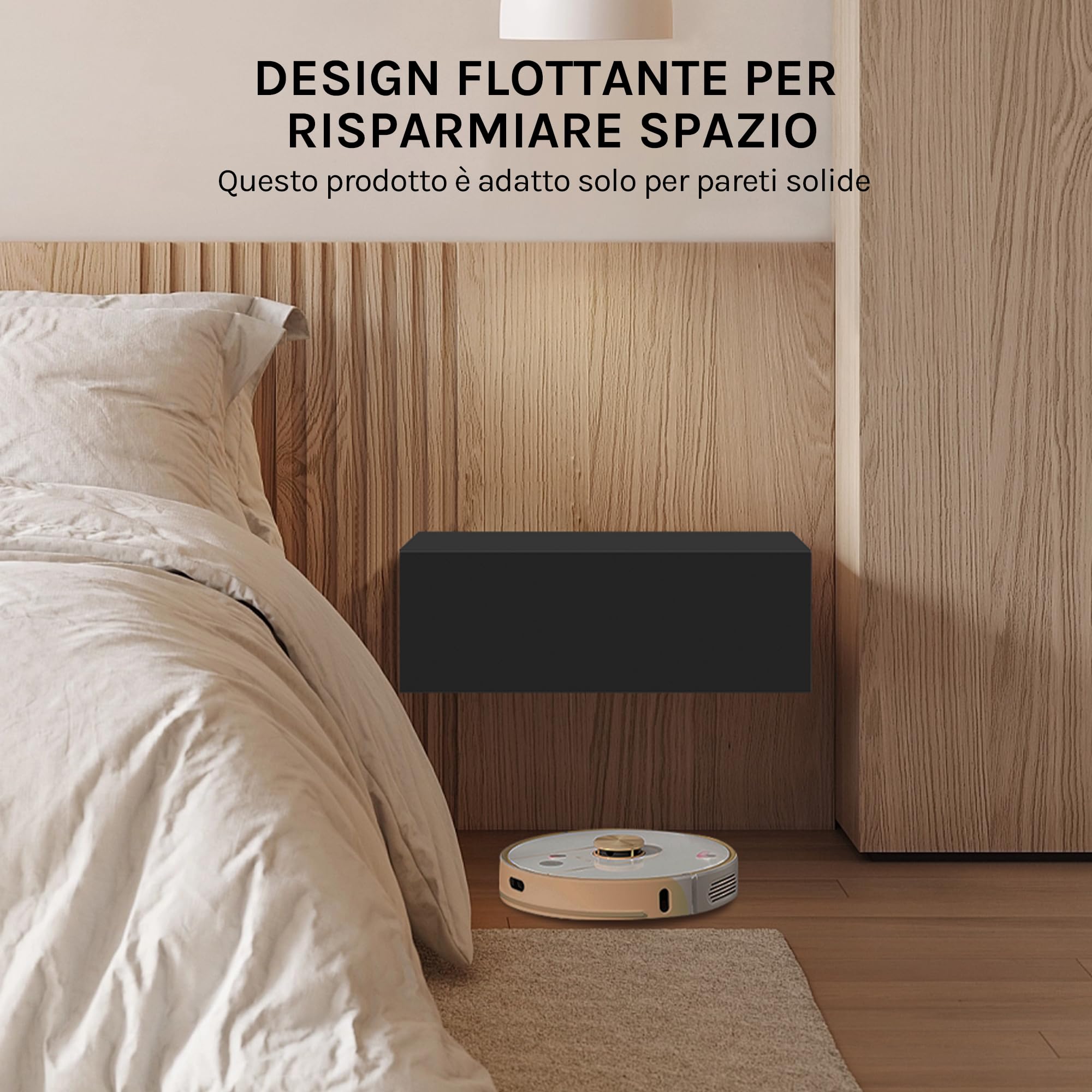 MRBLS - Set di 2 comodini moderni con cassetti, in legno, per la camera da letto (nero opaco), 30 x 40 x 30 cm (larghezza x altezza x profondità
