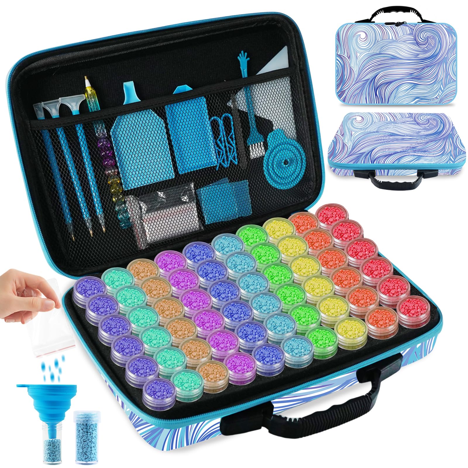 Tavolozza Fine Arts Diamond Painting Storage Containers 60 Slots Diamond Painting Accessories and Tools with Jars for Beads