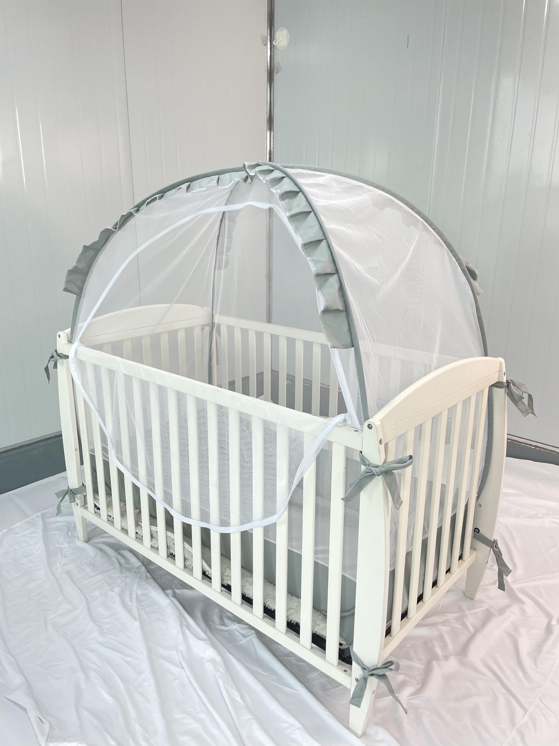 PandaEar Tente de Berceau Pop-up pour empêcher bébé de Grimper, Filet Respirant en Maille, Housse de Berceau avec Fermeture éclair, Installation Facile