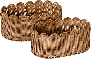 BEBE BASK Premium Scalloped Basket Set Of 2 - Scallop Basket - 16 x 10 x...