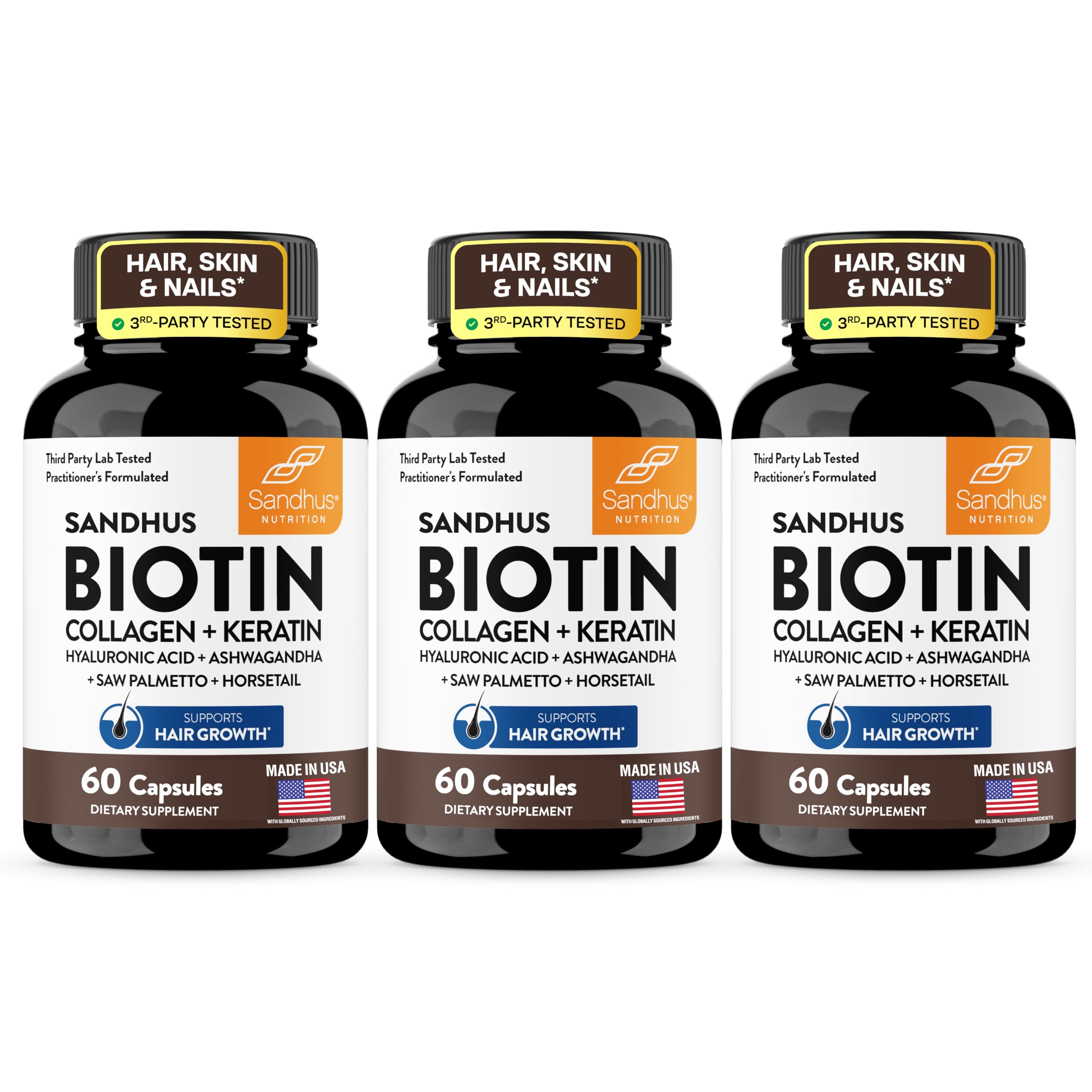 Sandhu's Biotin 6000mcg Collagen Keratin Hair Skin Nails Supplement, 60 Ct — Amazon image 12