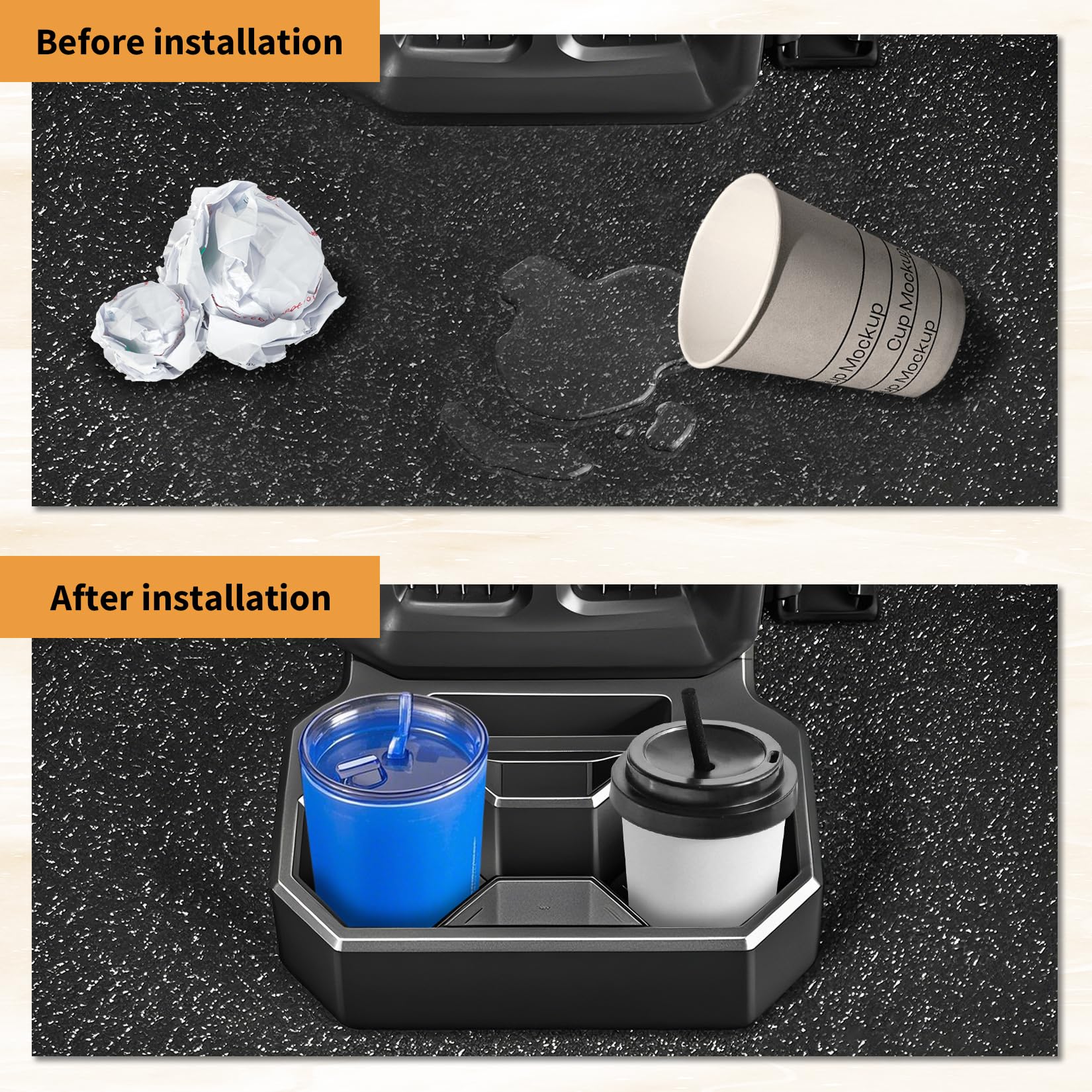 YQNICE Backseat Floor Cup Holder Compatible with Chevrolet/Chevy Trax 2024 2025 Console Mounted Drink Holder Rear Storage Organizer Interior Accessories