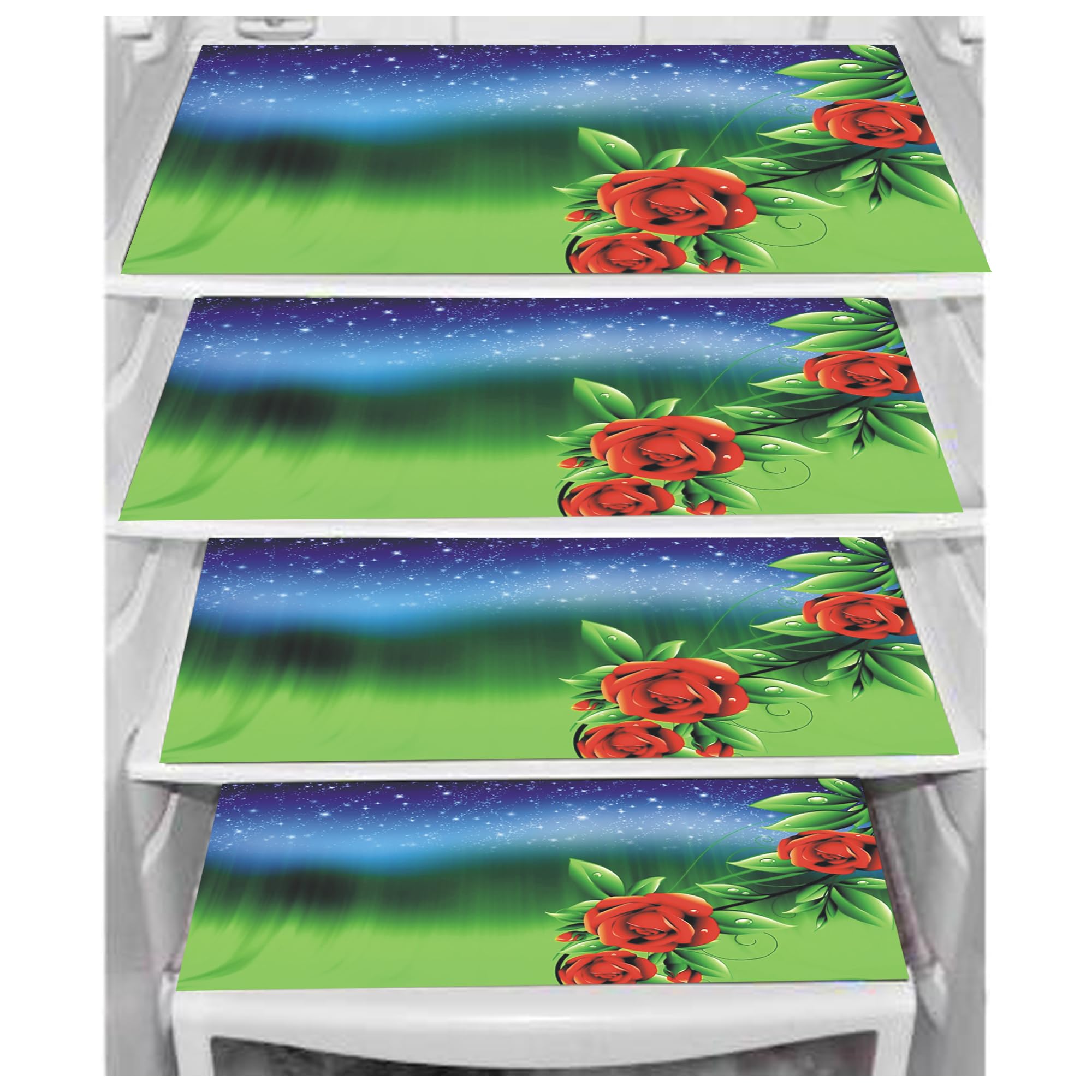 Dakshya Industries Pack of 4 Waterproof Fridge Mats - Size 29x44 cm | Protect Your Fridge and Kitchen Surfaces (Red Rose)-image-48