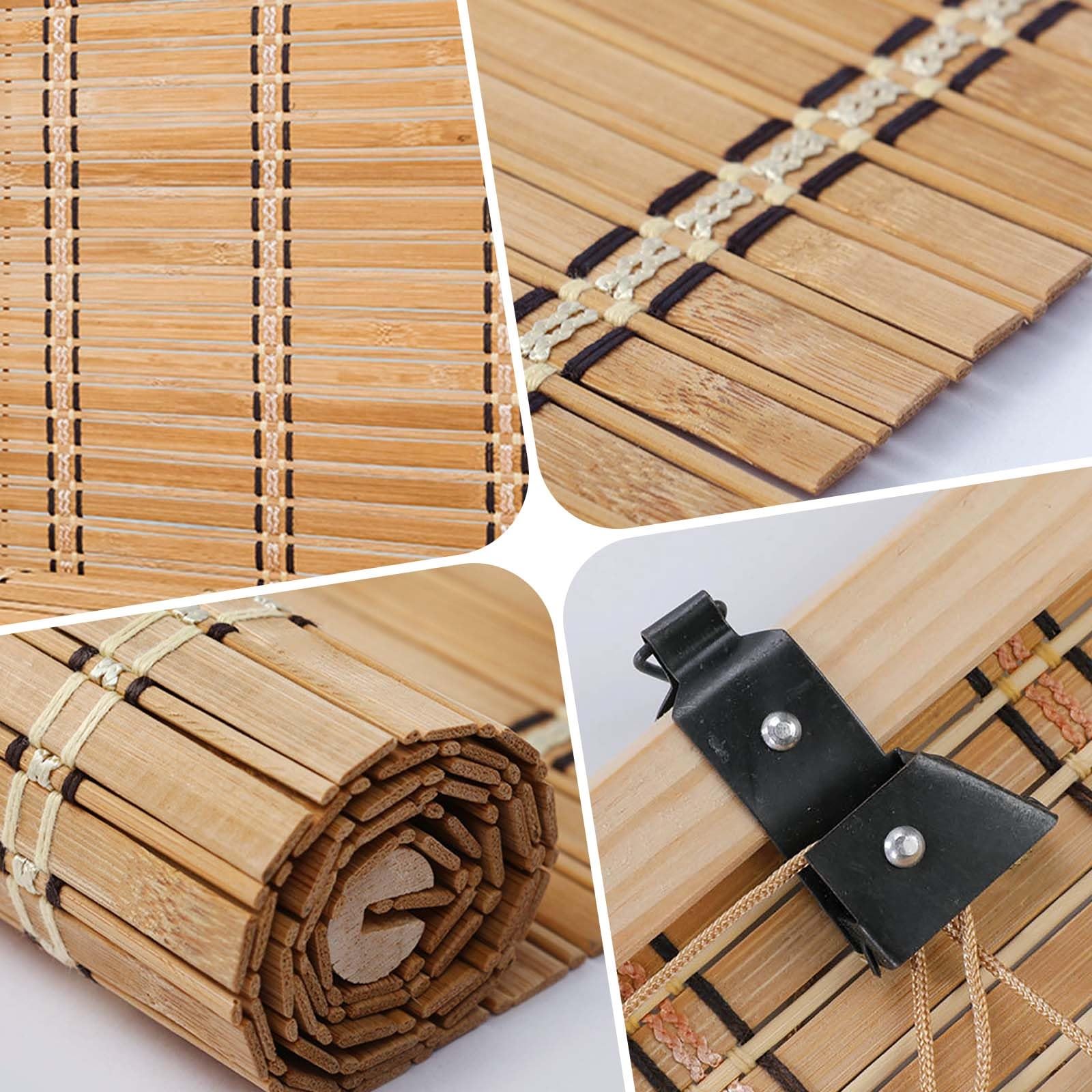Store Bambou Intérieur Exterieur Rideau Store Enrouleur Protection UV Isolation Thermique Respirants Stores Venitien Bois Pour Chambre/Bureau/Jardin/Terrasse Personnalisables 45-180cm(W100xH200cm)