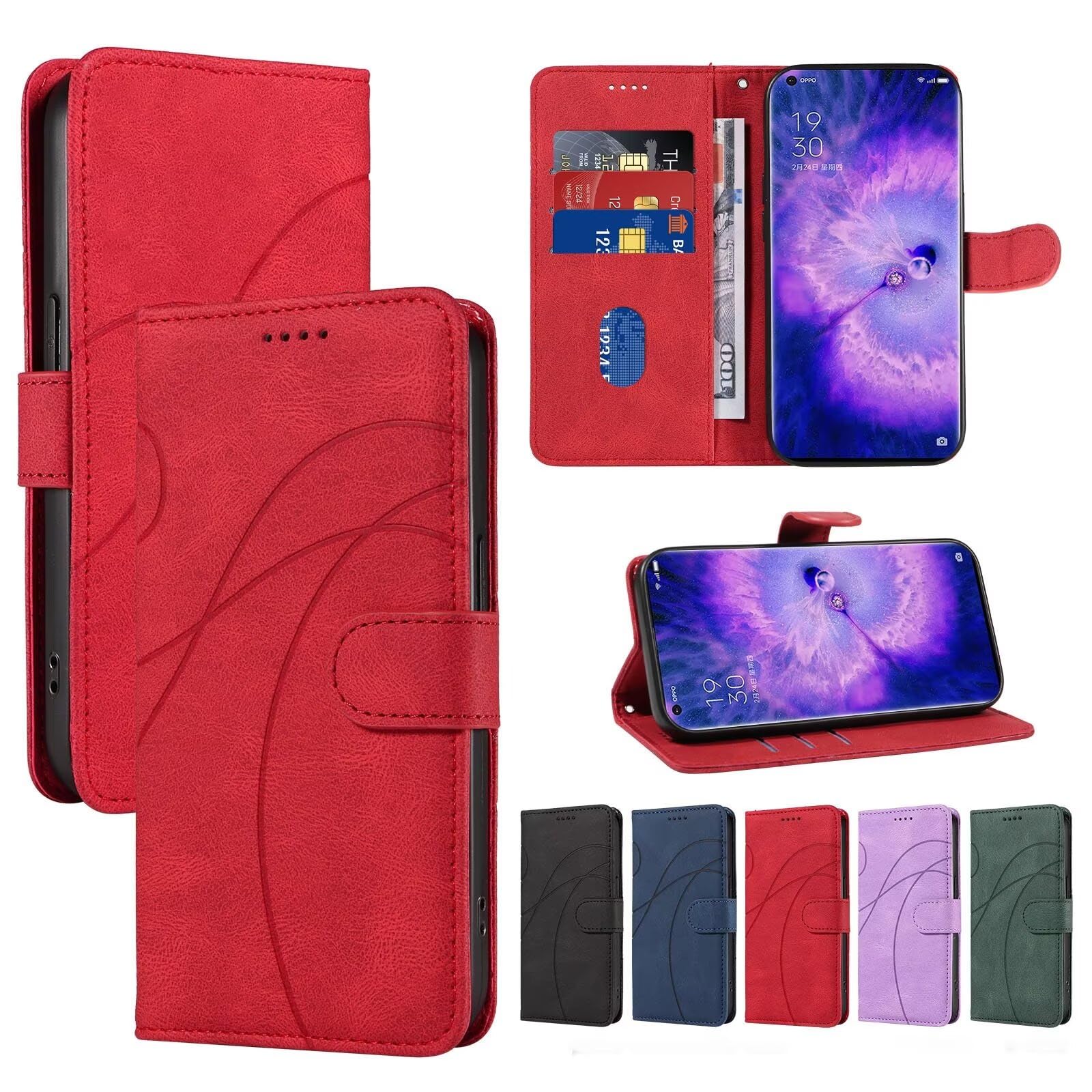 Case for Samsung Galaxy A33 5G, 2 in 1 Leather Wallet Magnetic Flip Cover with Credit Card Holder, Shockproof Folio Kickstand Phone Case-Red