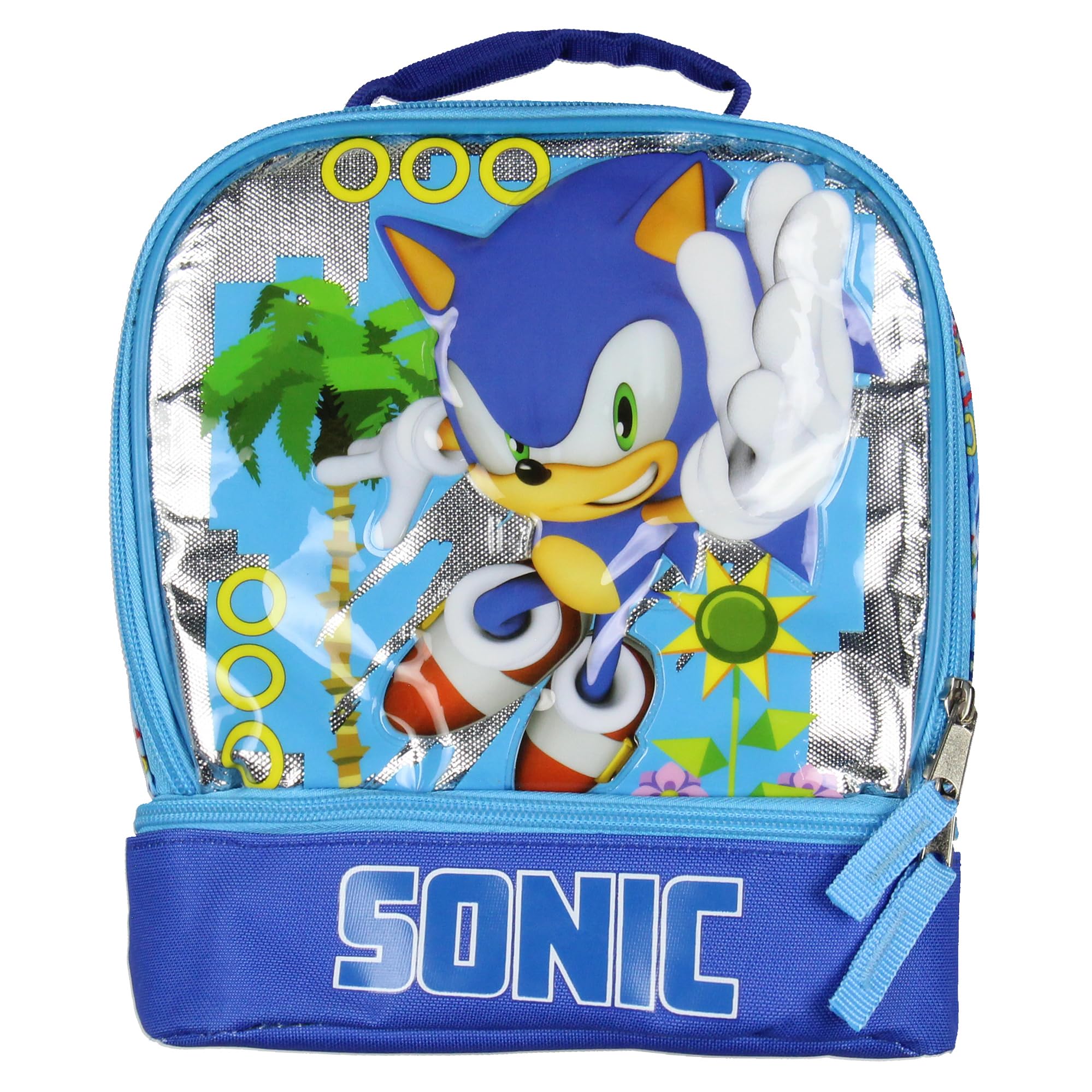 AI ACCESSORY INNOVATIONS Sonic The Hedgehog I'm Outta Here Dual Compartment Insulated Lunch Box Bag Tote